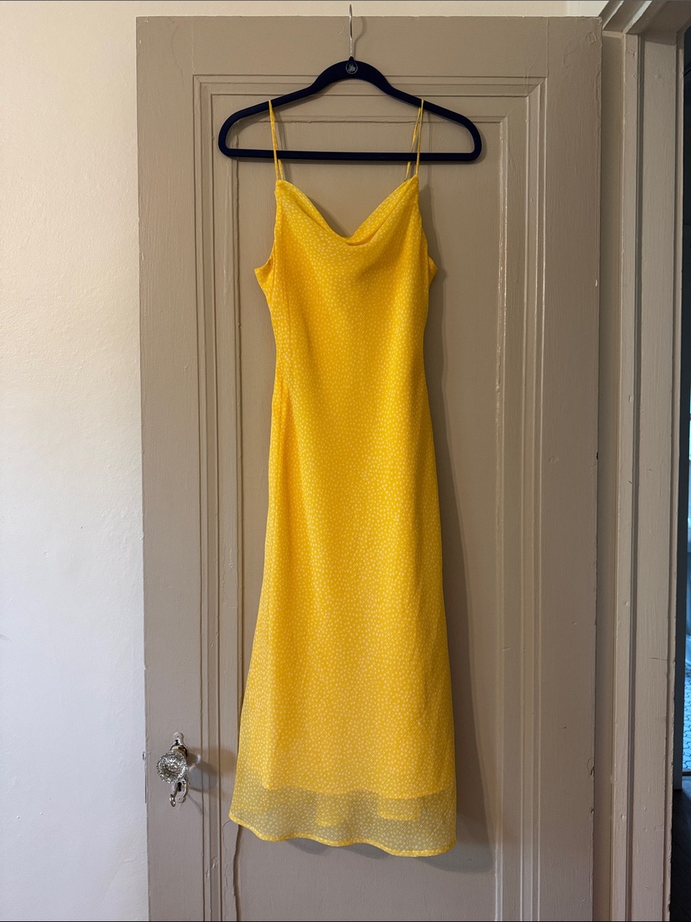 Urban Outfitters Yellow Cowl-Neck Midi Slip Dress